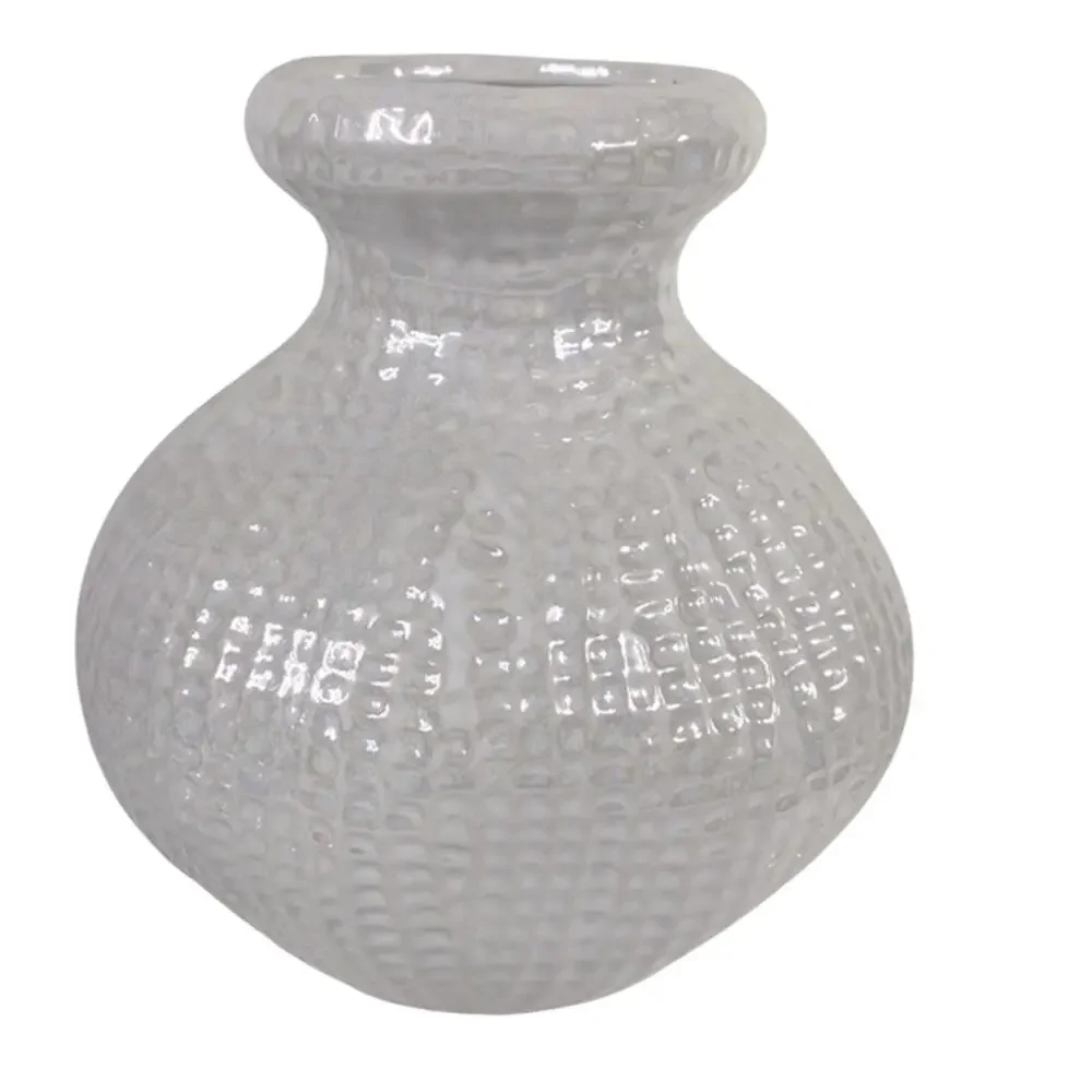 Set of Reflective Glossy Pearl Textured Vases Pottery Minimalist Neutral Decor